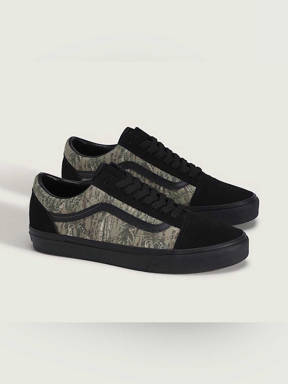 Vans Black and Olive Camo Old Skool Sneakers